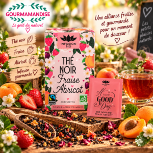 Thé Noir Fraise Abricot boîte de 16 sachets